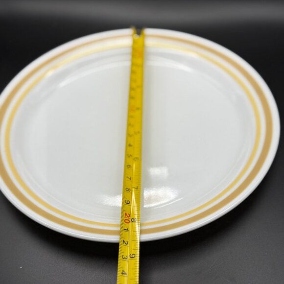 Corelle By Corning Almond Set of 3 Luncheon Plates White Tan Yellow Trim 8.5” - Picture 5 of 5